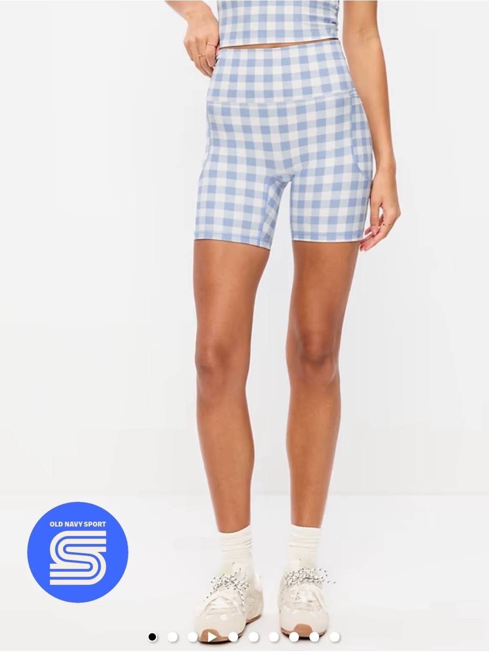 Old Navy Light Blue and White Gingham Bike Shorts